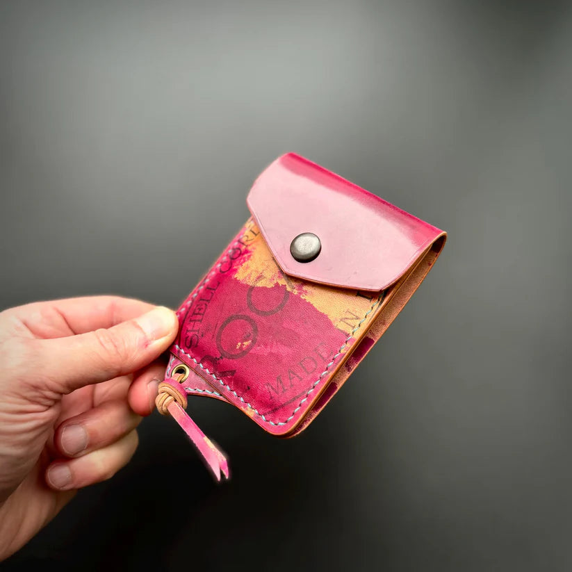 Premium Slim Leather Wallet With Durable Snap Lock (Marbled Pink)