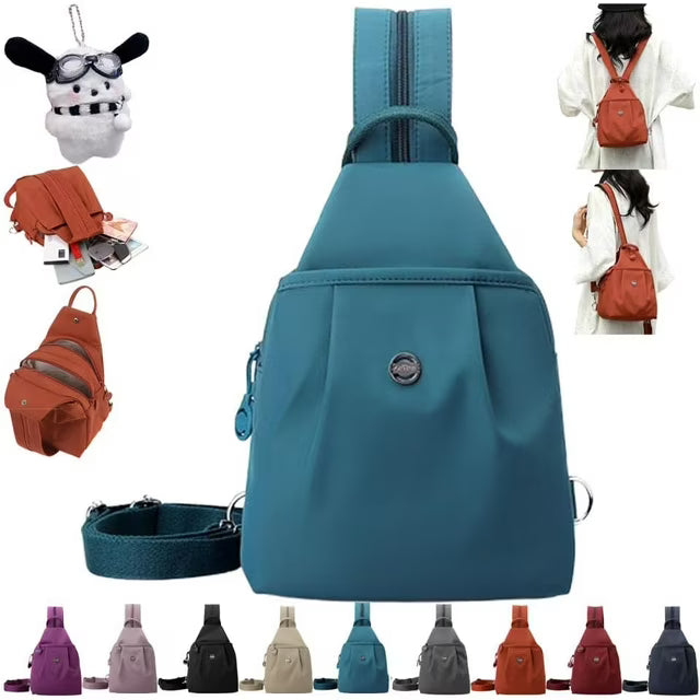 Double Zipper Large Capacity Chest Bag, Sling Crossbody Women