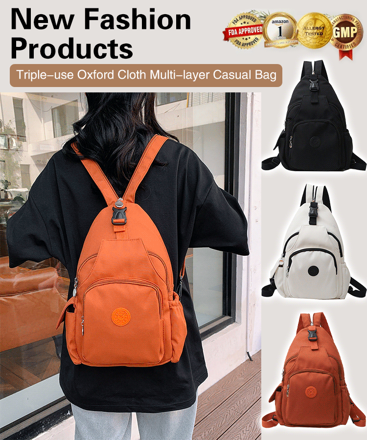 Triple use Oxford cloth multi-layer leisure bag