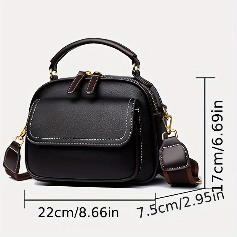 Elegant crossbody bag with two layers and wide strap