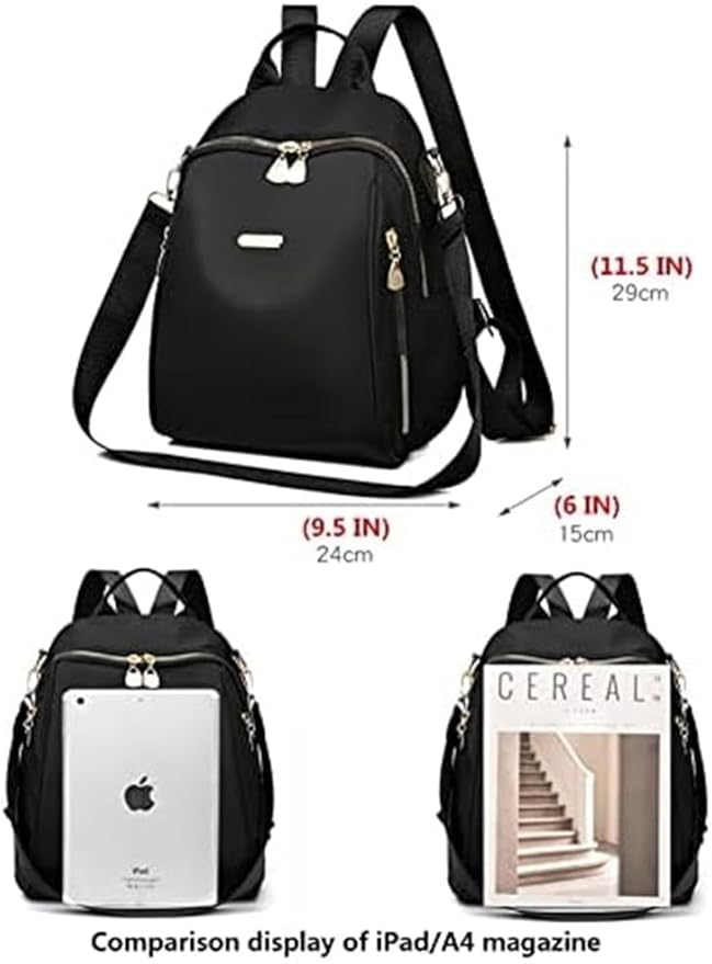 New Female Backpacks High Capacity Waterproof (Black)