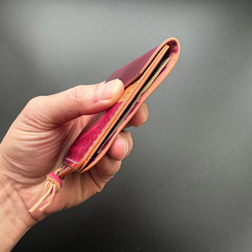 Premium Slim Leather Wallet With Durable Snap Lock (Marbled Pink)