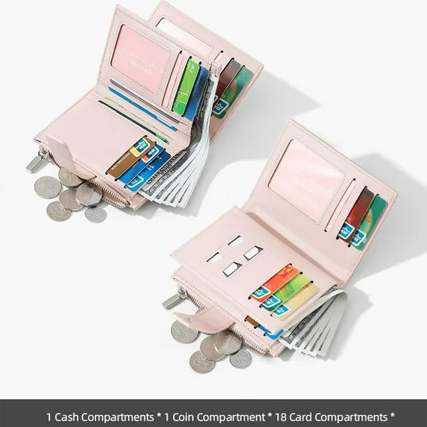 Women’s Leather Bifold Wallet with Card & Coin Pocket