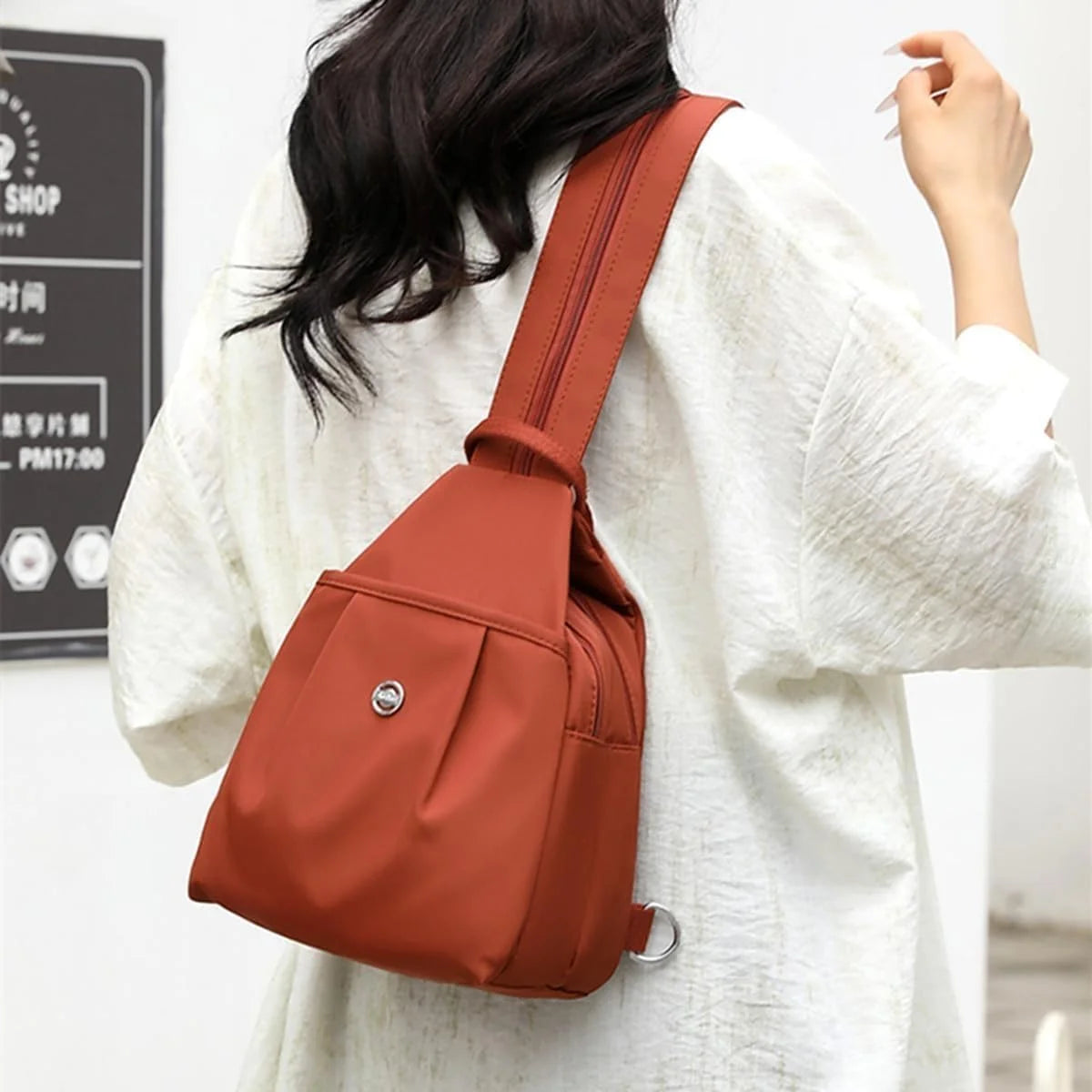 Double Zipper Large Capacity Chest Bag, Sling Crossbody Women
