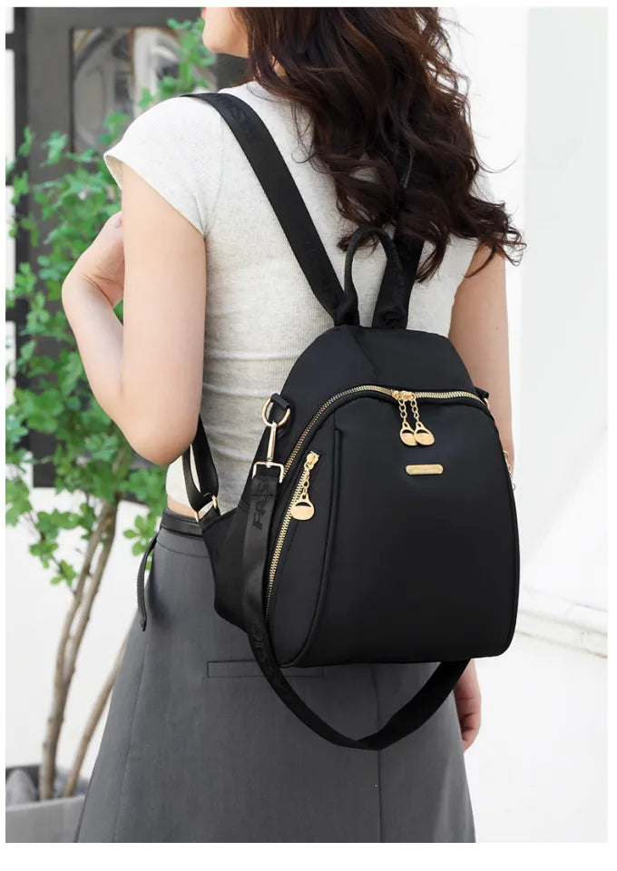 New Female Backpacks High Capacity Waterproof (Black)