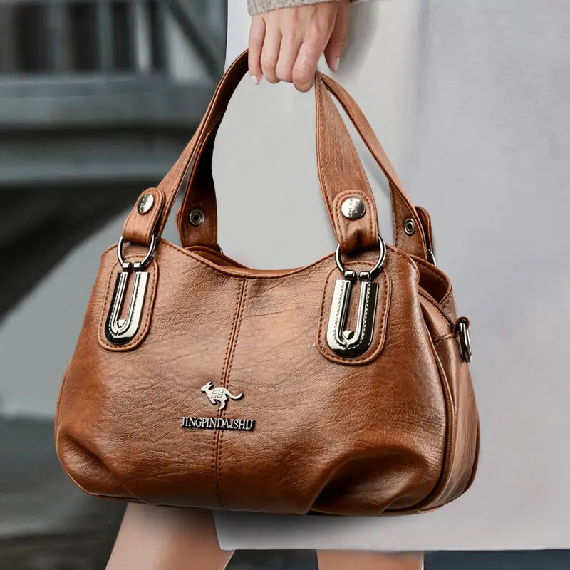 2025 Women's Large-Capacity Soft Leather Handbag – Top Handle & Crossbody Style