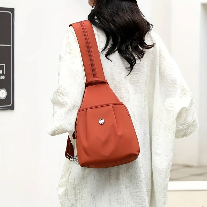 Double Zipper Large Capacity Chest Bag, Sling Crossbody Women