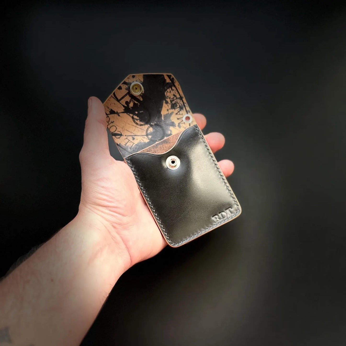 Premium Slim Leather Wallet With Durable Snap Lock (Marbled Black)