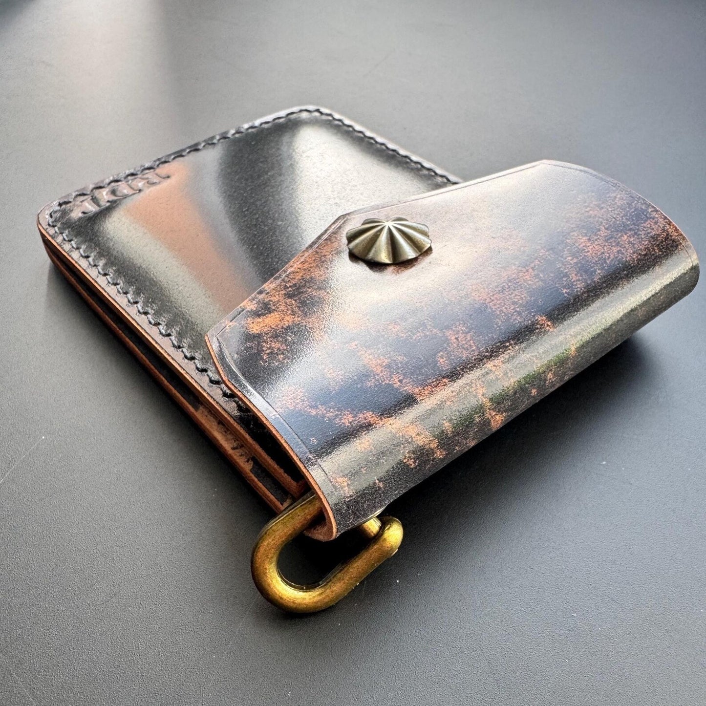 Premium Slim Leather Wallet With Durable Snap Lock (Marbled Black)