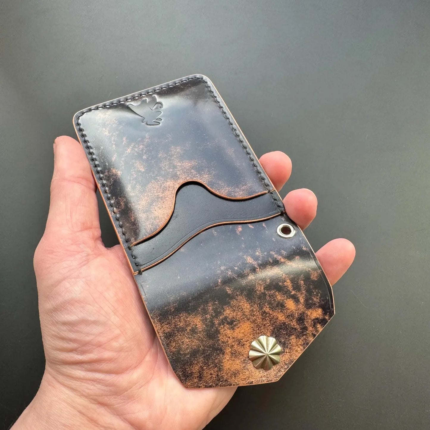 Premium Slim Leather Wallet With Durable Snap Lock (Marbled Black)