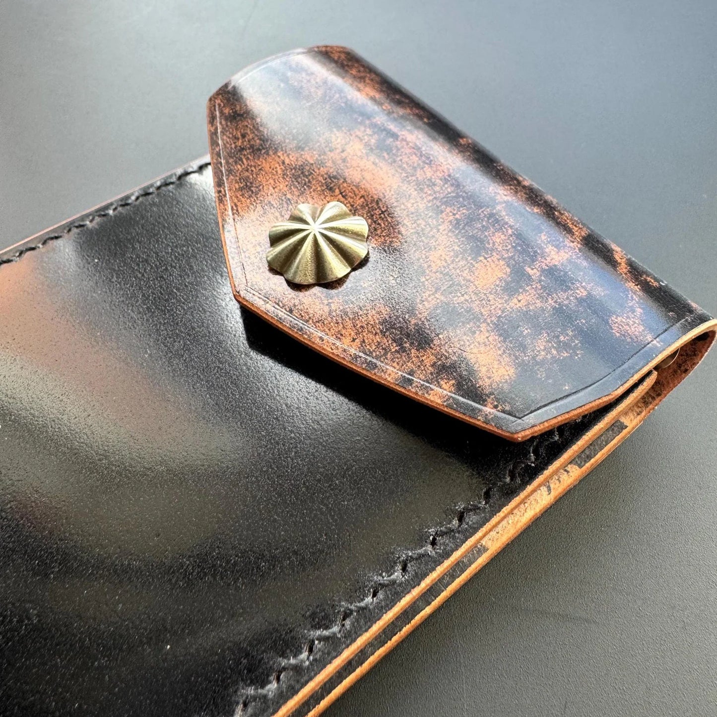 Premium Slim Leather Wallet With Durable Snap Lock (Marbled Black)