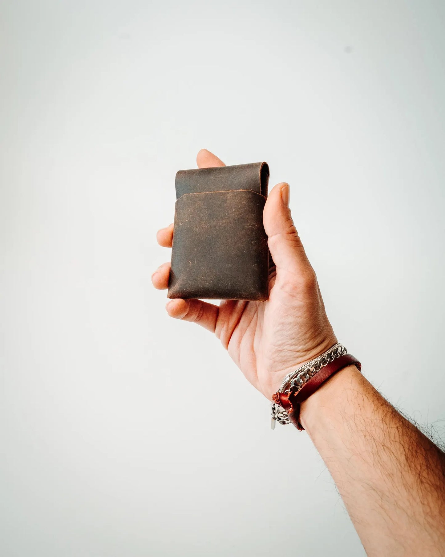 Minimalist EDC Leather Wallet – Slim Cash Holder (Chocolate Brown)