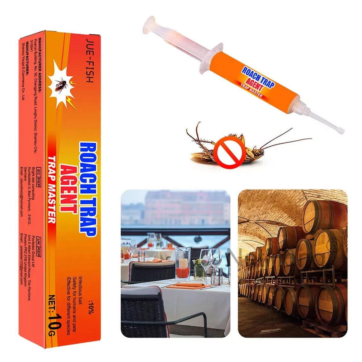 Cockroach Killer Gel Bait,Strong Cockroach Eliminator Syringe for Kitchen