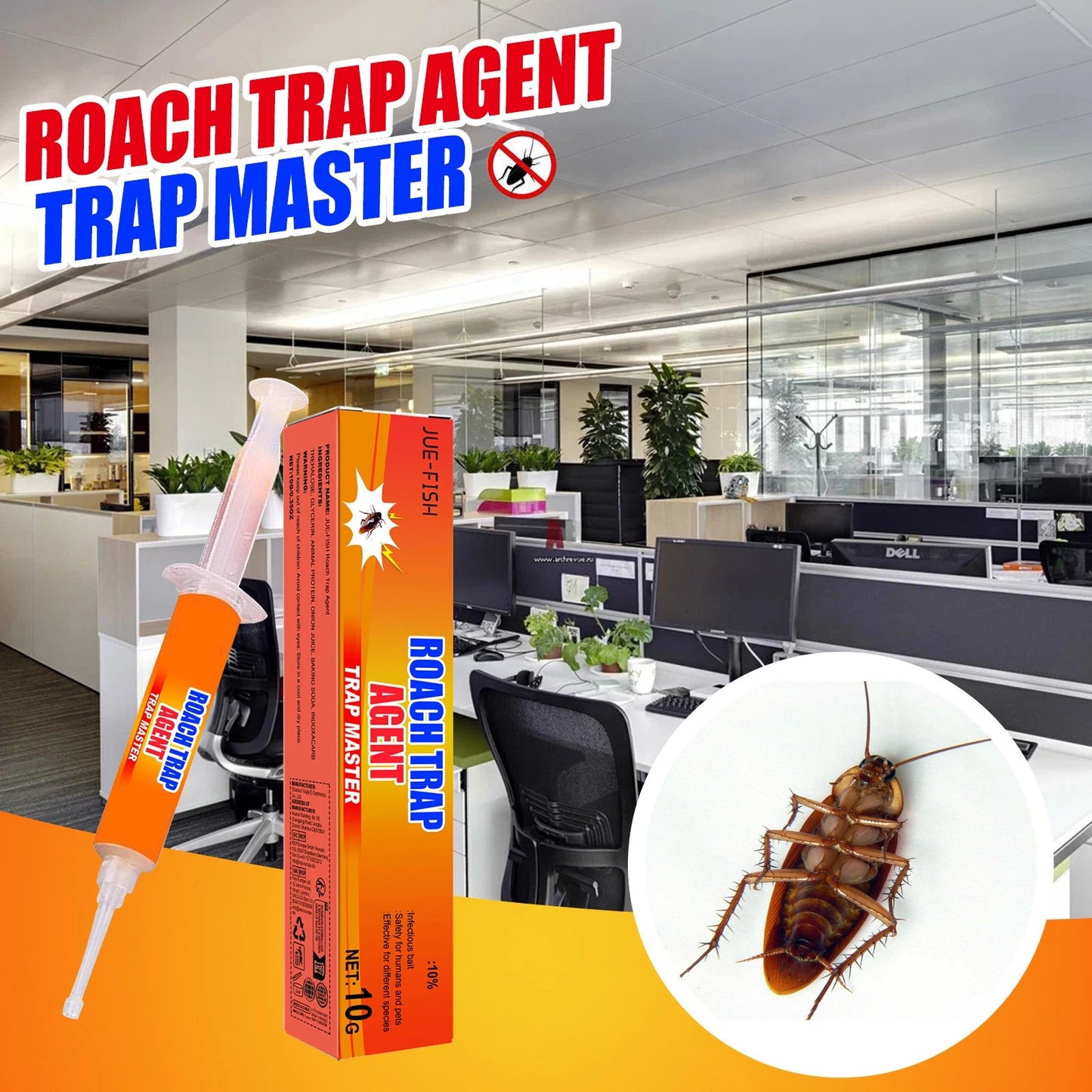 Cockroach Killer Gel Bait,Strong Cockroach Eliminator Syringe for Kitchen