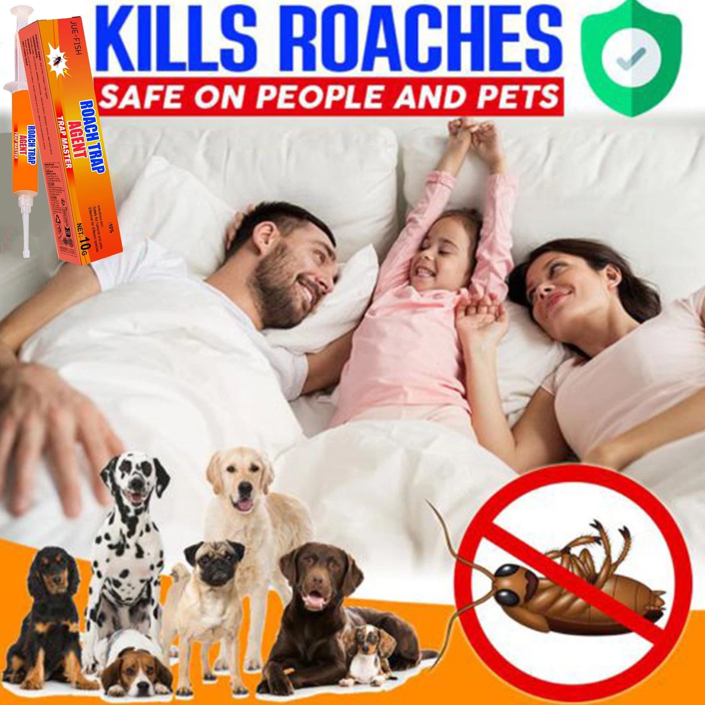 Cockroach Killer Gel Bait,Strong Cockroach Eliminator Syringe for Kitchen